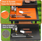 Silicone Griddle Tools Mat for Blackstone, Griddle Accessories Side Shelf Mat Grill Pad for Outdoor Grill Kitchen Counter Spatula Silicone Mat with Drip Pad (Orange (2Packs))