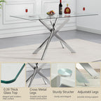 Rectangle Glass Dining Table Set for 4, 60'' Kitchen Table and Chairs Set, 5PCS Modern Dining Room Table Set with 4 Velvet Dining Chair for Home