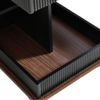 Adjustable Lift-Top End Table with Storage, 360° Rotating Design & Lockable Casters - Modern Mobile Side Table for Living Room, Bedroom, Small Spaces (Black+Brown)
