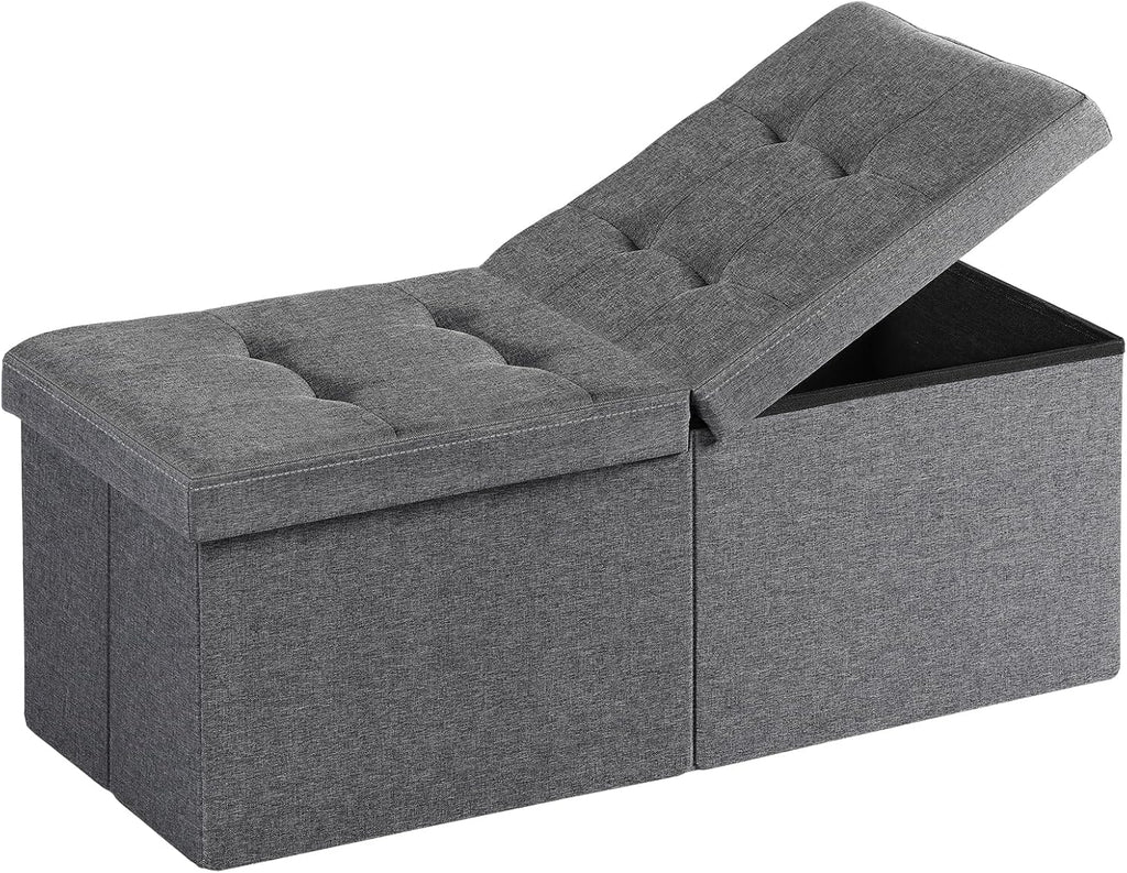 30-INCH Storage Ottoman Bench, Footrest with Storage, End of Bed Bench Coffee Table for Living Room, Bedroom, Entryway, Dark Gray
