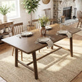 Ya-Home Walnut Dining Table, 69" Wood Kitchen Table with Solid Wood Legs, Seats 4-6, Modern Farmhouse Dinner Table for Dining Room Home Office