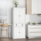 HOMCOM 72" Kitchen Pantry Storage Cabinet, Traditional Freestanding Pantry Cabinet with 4 Doors and 2 Adjustable Shelves, Large Central Drawer, X-Frame, White