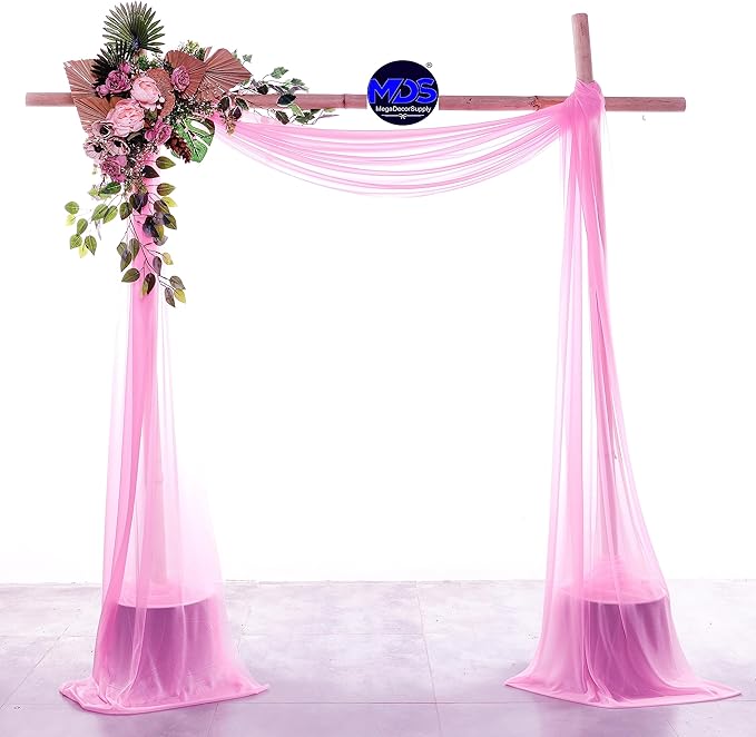 MDS Halloween Chiffon Draping Fabric - 2 Panel, 30" Wide x 50ft Long - Sheer Spooky Arbor & Canopy Drapery for Haunted House Backdrops, Party Ceilings, DIY Costumes & Themed Events - Bubblegum Pink