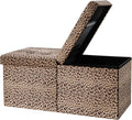 AmasSmile Footrest Ottoman Storage Bench,34" Velvet Folding Chest,Leopard | Large Ottoman with Storage,Thicker Foam Padded Seat,Livingroom,Dorm,Bedroom,Entryway,Easy to install,34 x 13 x 13in