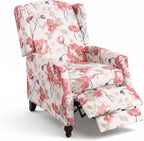 GUEAPY Upholstered Wingback Chair Push Back Recliner for Adults Mid Century Modern Manual Recliner Chair for Living Room, Bedroom (Red Floral, 1PC)