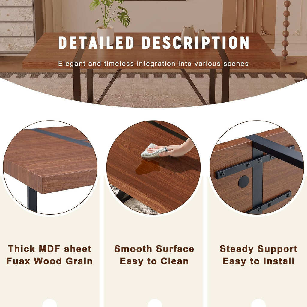 9 Piece Dining Table Set, 86.6'' Dining Table Set for 8,Wooden Table with Chairs Set, Ideal for Home, Kitchen Room & Conference Area