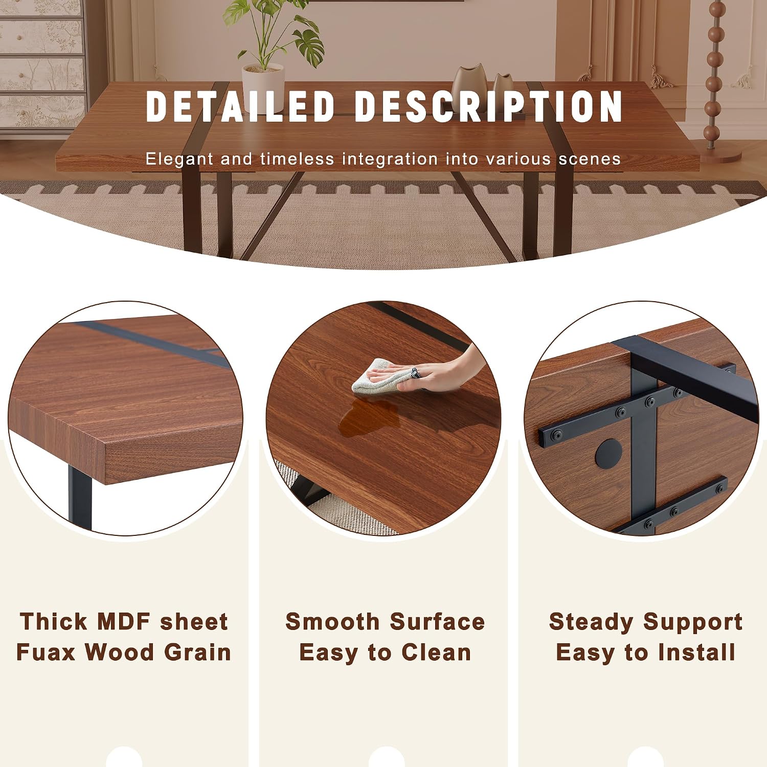 9 Piece Dining Table Set, 86.6'' Dining Table Set for 8,Wooden Table with Chairs Set, Ideal for Home, Kitchen Room & Conference Area