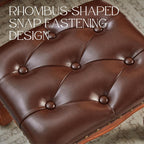 Foot Stools Ottoman, Small Vintage Leather Footstool for Living Room, Solid Wooden Ottoman Foot Rest,Shoe Change Bench at the Entrance (Warm Brown)