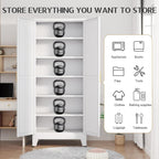 GAIOUS 75.2" Tall Kitchen Pantry Storage Cabinet, Metal File Cabinet with 2 Door and 5 Adjustable Shelves, White Cupboard, Storage Cabinet for Kitchen Office Dining Room Living Room