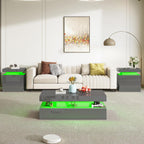 AMERLIFE 3-Piece High Gloss Coffee Table Set with LED Lights