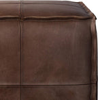 SIMPLIHOME Brody 18" Wide Square Pouf in Distressed Dark Brown Faux Leather | Boho footstool, coffee table and extra seating for living room or bedroom with assembled design, assembled; pouf ottoman.