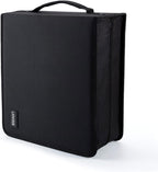 LIOVODE DVD Case 200 DVDs and 100 Booklets Capacity, CD/Blu-ray Storage Binder Case with Booklet Inserts Media Organizer Holder Black Blu ray Wallet for Car (200 Capacity)