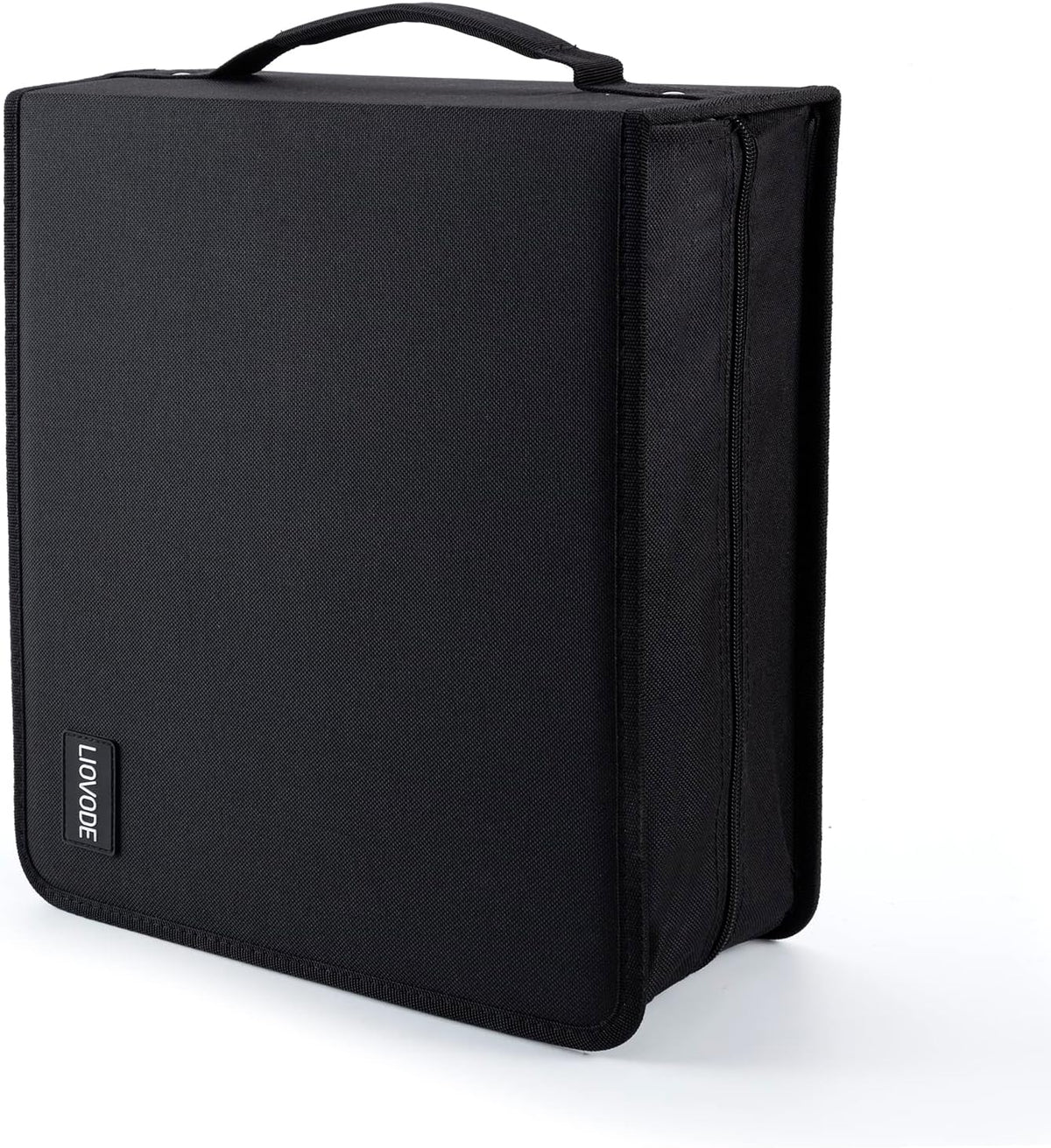 LIOVODE DVD Case 200 DVDs and 100 Booklets Capacity, CD/Blu-ray Storage Binder Case with Booklet Inserts Media Organizer Holder Black Blu ray Wallet for Car (200 Capacity)