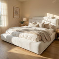 Homkdom Queen Cloud Bed Frame with 360 Cushioned Foam, White