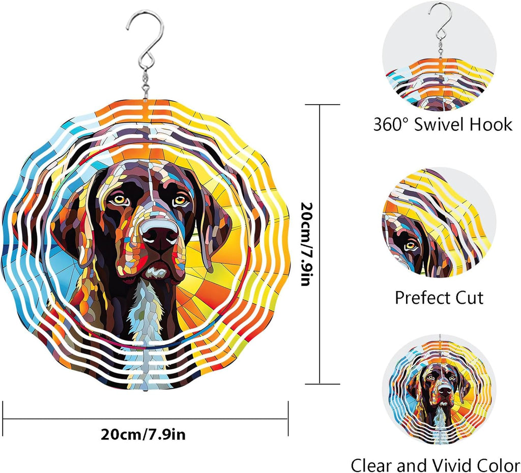 German Shorthaired Pointer Dog Wind Spinners Outdoor Dog Memorial Gifts, 3D Metal Kinetic Hanging Garden Wind Spinner, Spinner Decor, Wind Sculptures for Outdoor & Indoor, Window, Yard Decor (GSP 2)
