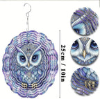 10 Inch Owl Wind Spinner, 3D Stainless Steel Hanging Kinetic Wind Sculpture Gifts for Garden Decor Yard Art Indoor Outdoor Window Porch Front Door Decoration