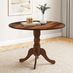 Giantex 39-Inches Round Rubber Wood Dining Table for 4 with Legs, 220 Lbs Capacity, Kitchen Table for Dining Room, Living Room, Restaurant, Dinner, Dinette (Walnut)