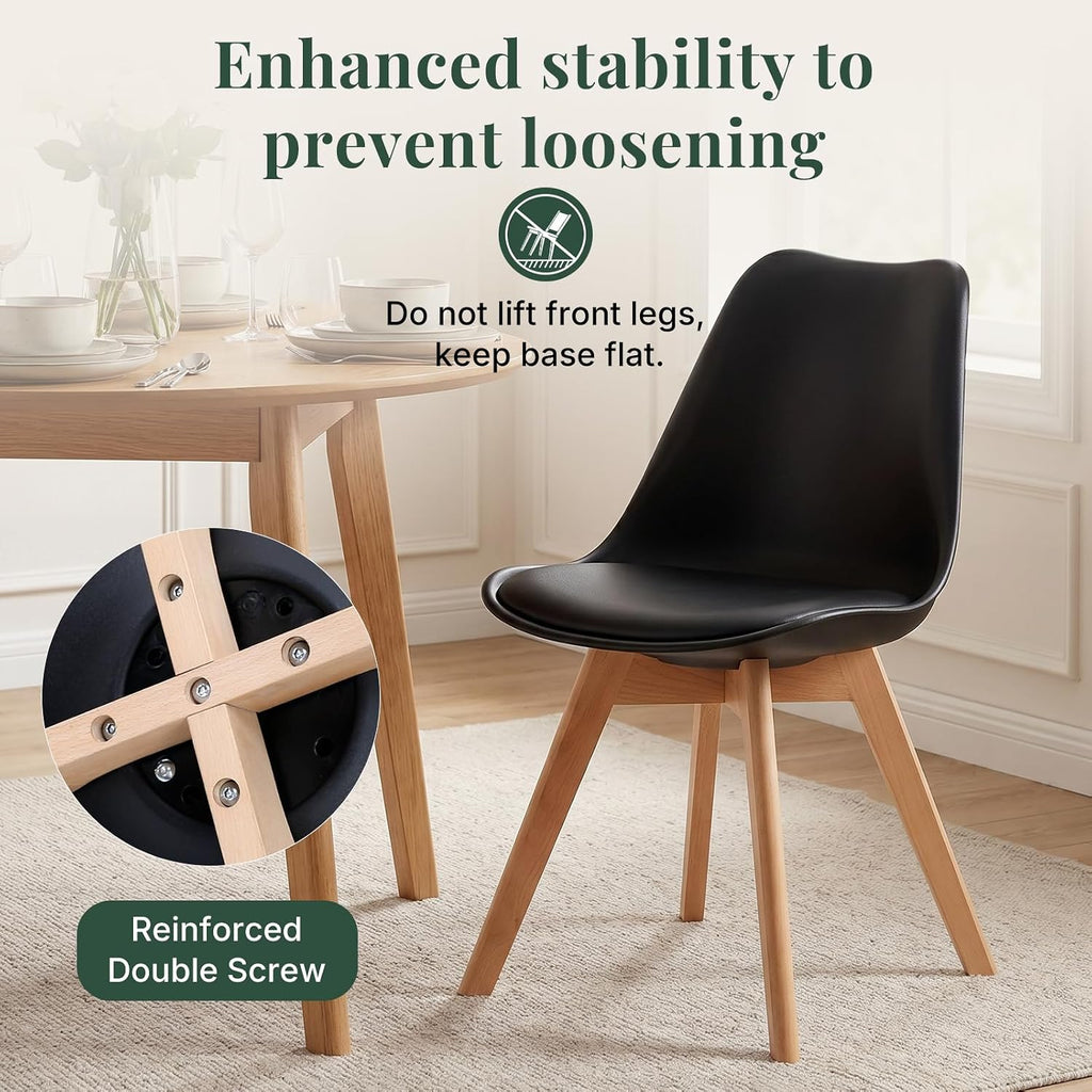 42in Round Dining Table Set for 4, Kitchen Table with Chairs | Circle Table, PU Leather Chair, Metal Cross Base, Storage Shelf, Breakfast Nook, Space-Saving, Apartment, Living Room, Black