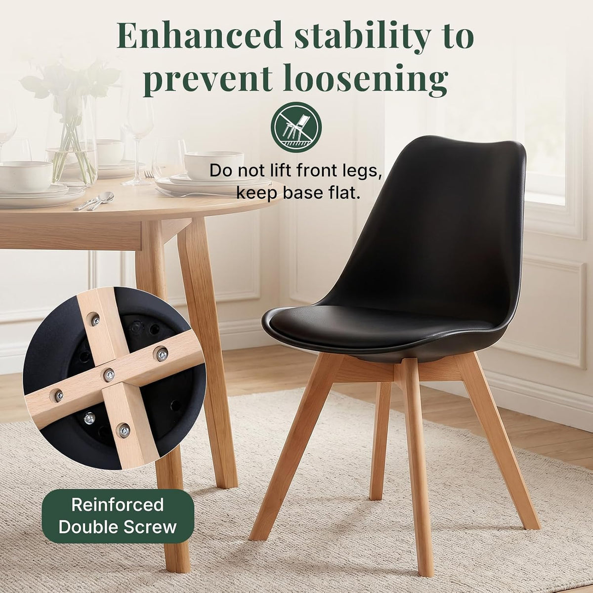 42in Round Dining Table Set for 4, Kitchen Table with Chairs | Circle Table, PU Leather Chair, Metal Cross Base, Storage Shelf, Breakfast Nook, Space-Saving, Apartment, Living Room, Black