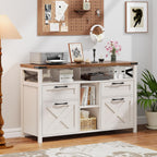 Halitaa Filing Organization Storage Cabinets 4 Drawer with Adjustable Shelf, Lateral Filing Cabinet with Open Storage Shelf for Home Office, Farmhouse File Cabinets for Hanging Files Letter/A4.White
