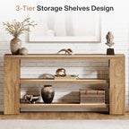 Tribesigns 70.9-Inch Extra Long Console Table with Storage, Narrow Wooden Sofa Table Behind The Couch, Farmhouse 3-Tier Entry Foyer Table for Entryway, Living Room, Hallway, Natural