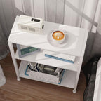 3-Tier Side Table Set of 2, Small End Table, Sofa Side Table for Narrow Spaces, Slim End Table, Nightstand Table, for Living Room Bedroom Office, White