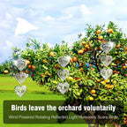 9 Heart Bird Scare Discs Set-Highly Reflective Double-Sided Bird Reflectors, Stainless Steel Wind Spinner with 360° Rotating Hook, Mirrored Wind Chime Decor for Yards, Gardens, Balconies & Orchards