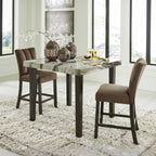 Signature Design by Ashley Jazmore Contemporary Counter Height Dining Table with Faux Marble Pattern, Dark Brown & Beige