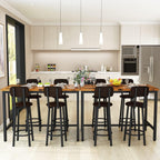 Lamerge Bar Table Set for 4 Kitchen Table and Chairs Set, Industrial Dinner Table with 4 PU Upholstered Stools Kitchen Pub Table for Kitchen, Space Saving, Restaurant (Rustic Brown and Black)