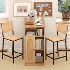 Tangkula 3-Piece Counter Height Bar Table Set, Kitchen Table with 2 Bar Stools & Storage Shelves, Breakfast Table Set with Backrests & Footrests, Rectangular High Top Pub Table with Chairs for 2