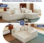 102" L Shaped Convertible Couch in a Box for Living Room Beige | Zero-assembly cloud couch with high-density memory foam for pressure-relieving, frame-free comfort.