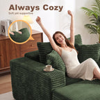 Busaurus 60'' Oversized Chaise Lounge Chair Indoor with Ottoman, Convertible Sofa Bed & Corduroy Reading Chair for Living Room & Bedroom, No Assembly Required
