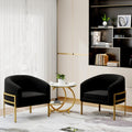 annjoe Accent Chair Barrel Chairs Upholstered Living Room Chair Arm Chairs with Metal Frame Legs for Home Kitchen Bedroom Black Set of 2