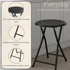 Folding Stool - Backless 18-Inch Stool with 225lb Capacity for Kitchen or Rec Room - Portable Indoor Counter Bar Stools by Lavish Home (Black)