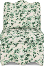 Ball & Cast Flannel Upholstered Armless Chair, Classic American Style Flower Design Fabric Dining Chair, Comfy Farmhouse Accent Chair with Padded Seat and Backrest for Living Room Kitchen, Green