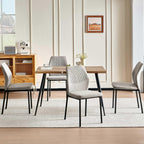 Dining Table Set for 4, Rectangle Dining Room Table Set for Small Spaces, Wood Kitchen Table and Chairs Set, Upholstered Table Chair Set, Light Brown
