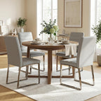 Hommoo Dining Chairs Set of 4, Faux Leather Upholstered Kitchen Chairs, Padded Seat Armless Dining Room Chair with Metal Leg, Modern Dinner Chair for Restaurant Living Room Grey