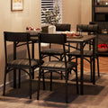 Kitchen Table and Chairs for 4, Rectangular Dining Set with Upholstered Chairs, Perfect for Small Spaces, Rustic Black