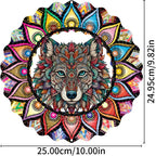 Hanging Wolf Wind Spinner for Outdoor Indoor 3D Stainless Steel Wind Sculptures 10 Inch Cool Animal Metal Wind Spinner for Yard Garden Living Room Zoo Great Gift for Women Friend