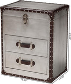 Baxton Studio Calidore Vintage Silver Metal 2-Drawer End Table