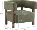 Christopher Knight Home Carly Low Profile Accent Chair, Round Backrest Side Chair, Living Room Armchair with Boucle Fabric Cushion,Comfy Reading Chair for Bedroom,Wooden Single Lounge Sofa,Olive Green