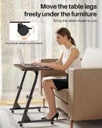 TV Tray Table with Wheels, Height Adjustable Folding Laptop Desk for Sofa | TV Dinner Trays for Eating on Couch, Mobile Sofa Side Table with Tilt Top, Portable Snack Desk for Couch, Bed and Recliner