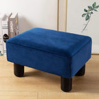 LUE BONA Small Foot Stool, Velvet Fabric Footrest Ottoman Stool with Non-Skid Plastic Legs, Rectangle Footstool Step for Couch, Desk, Office, Living Room, Navy