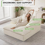 HUBSON 69" Oversized Chaise Lounge Chair Indoor, Comfy Deep Seat Sleeper Lounge Couch, Upholstered Chenille Cloud Chairs for Living Room, Bedroom, Apartment, No Assembly Required, Beige