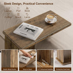 C-Shaped End Table for Couch, Small Side Table, Bedside Table for Sofa, Wooden Nightstand for Living Room Bedroom Laptop Work Desk, Easy Assembly, Rustic Brown, 23.6" D x 11.8" W x 23.6" H