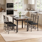 MapleGrace Extendable Dining Table Set for 4 with Storage Rack, 5-Piece Kitchen Table with 4 Upholstered Chairs, Metal Frame & MDF Board, Space-Saving for Small Apartment, Gray