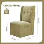 Rolling Dining Chair with Casters, Modern Upholstered Armless High Back Swivel Chair on Wheels for Dining Room, Kitchen, Living Room (Green)