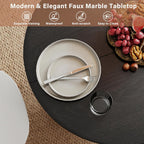 Round Dining Table with Storage,31.5" Modern Storage Kitchen Table for 2-4 People with Curved Sliding Door Fluted Wood Thickened Tabletop for Dining Room/Kitchen/Living Room,Black