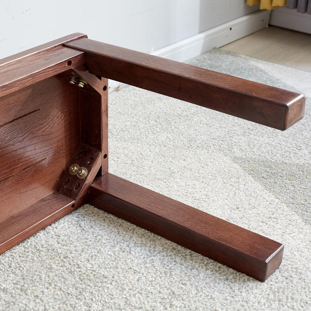 KEIKI Dinning Bench, 47.2" L Wood Dining Bench Indoor, Farmhouse Kitchen Table Bench for Kitchen, Living Room, Entryway, Walnut
