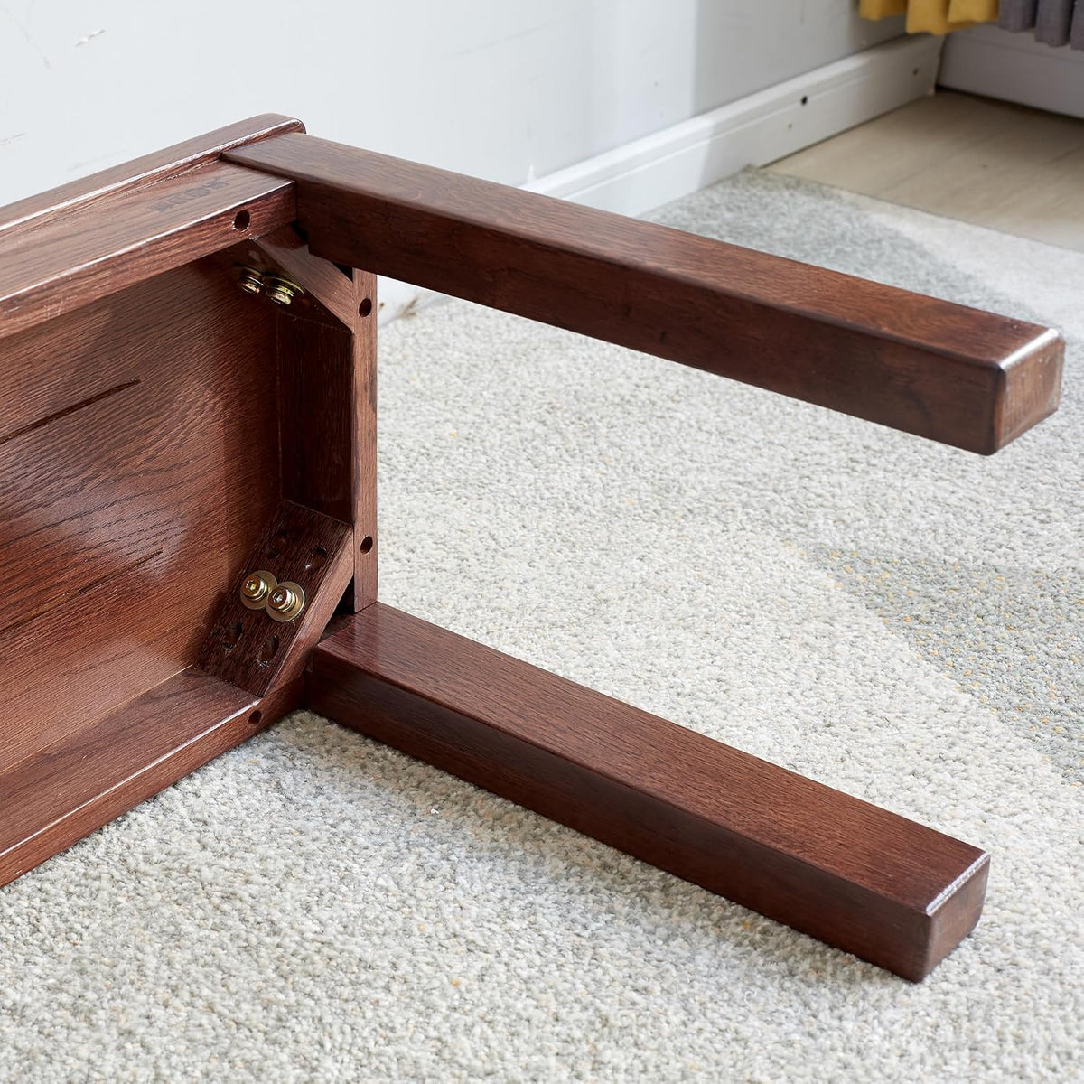 KEIKI Dinning Bench, 47.2" L Wood Dining Bench Indoor, Farmhouse Kitchen Table Bench for Kitchen, Living Room, Entryway, Walnut